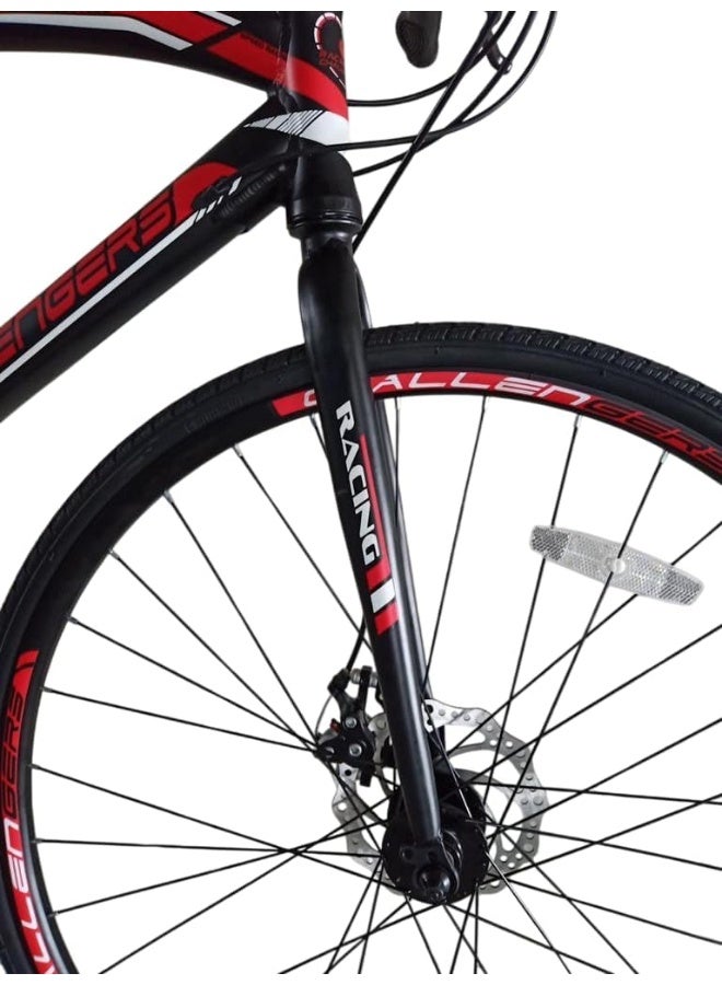 Challengers Aluminum 21-Speed Hybrid Rectangular Sports Bike, Size 27, Red - Image 3