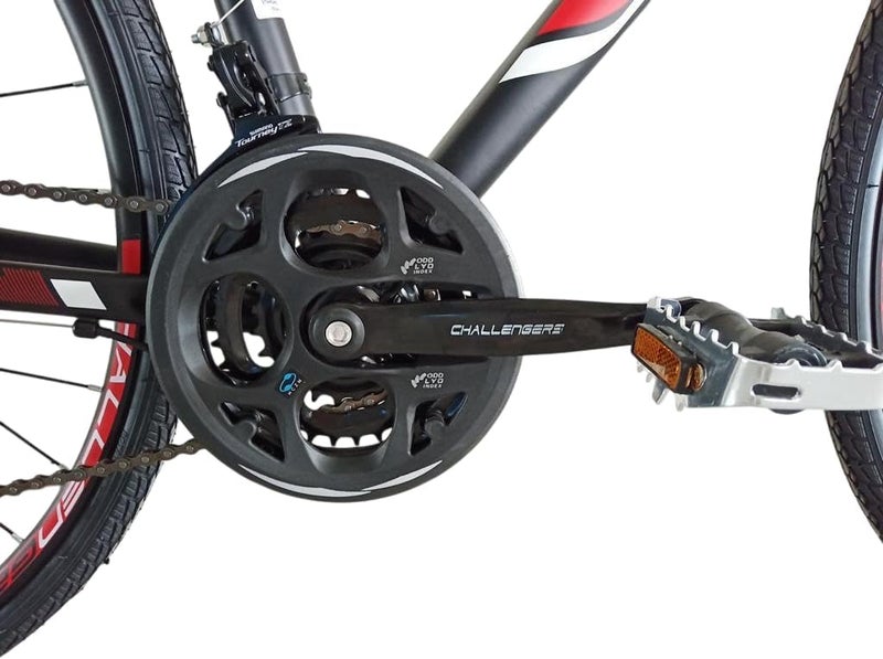Challengers Aluminum 21-Speed Hybrid Rectangular Sports Bike, Size 27, Red - Image 5