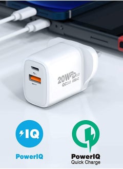 Generic 18W USB Fast Wall Charger Adapter Compatible with Apple iPhone 12/Pro/Max/Mini/SE/11/X XS, iPad Air/Pro, Galaxy S20/Note20/10, HUAWEI P40 White  - Image 1