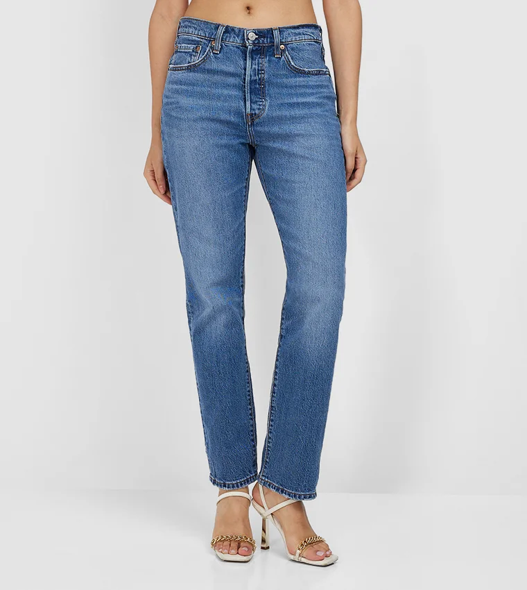 Women's 501 Blue Straight Fit High Rise Jeans
