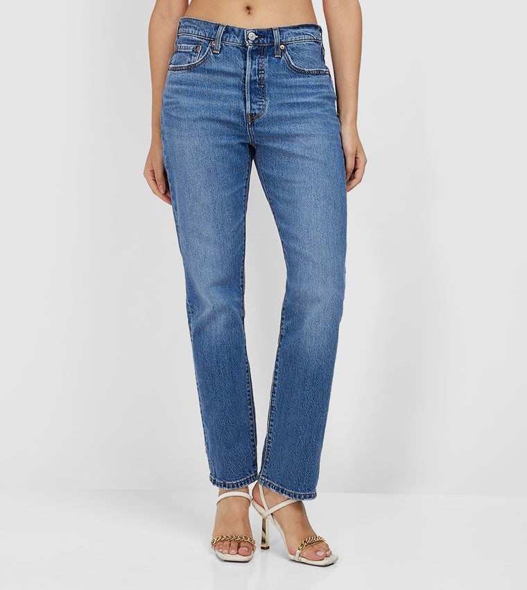 Levi's Women's 501 Blue Straight Fit High Rise Jeans