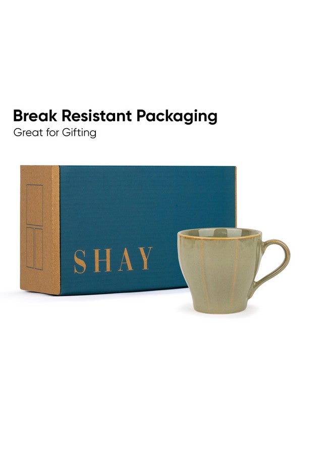 Shay طقم أكواب شاي سيراميك من 6، بيستاشيو، 180 مل | طقم أكواب شاي من 6 | تشطيب لامع | بورسلين فاخر | كوب شاي سيراميك | أكواب صغيرة (كوب شاي خط فقط - بيستاشيو) - Image 4