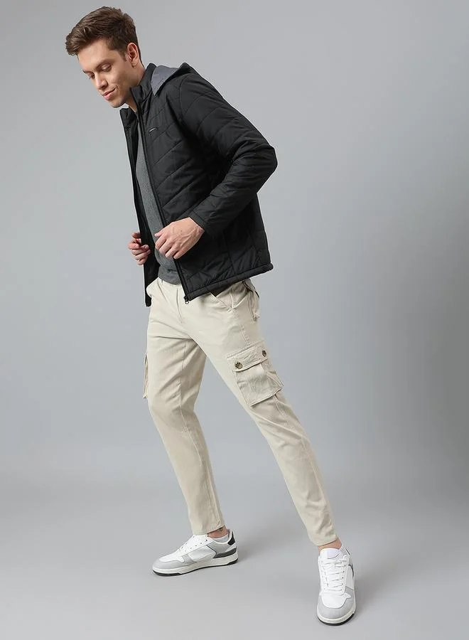 Dennis Lingo  Black Regular Fit Men's Hooded Solid Polyester Jacket with Zipper Closure for Men | Best Price UAE