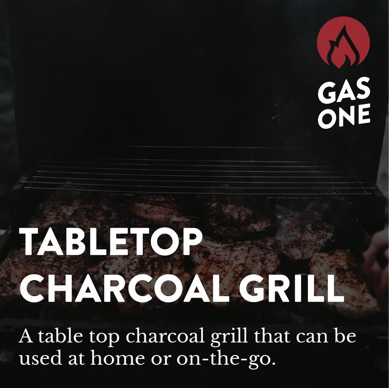 GasOne Portable Tabletop BBQ Grill - 18-inch, 2-Tiered, Side Handles & Lid - Compact Charcoal Grill for Picnic & Tailgate - Image 3