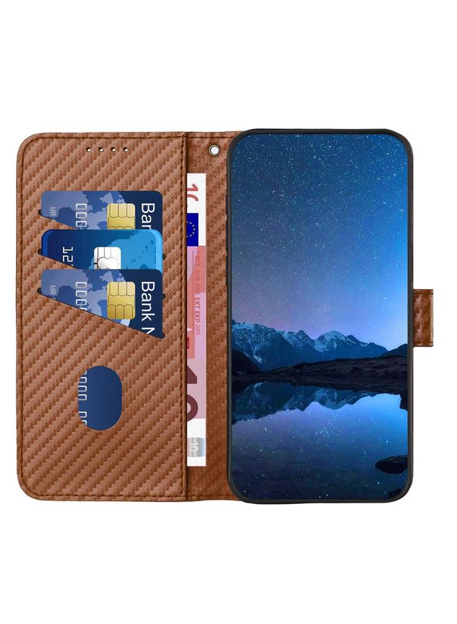 زبون جراب لهاتف Infinix Smart 7 HD YX0070 مصنوع من ألياف الكربون ومشبك من الجلد مع حبل تعليق - Image 3