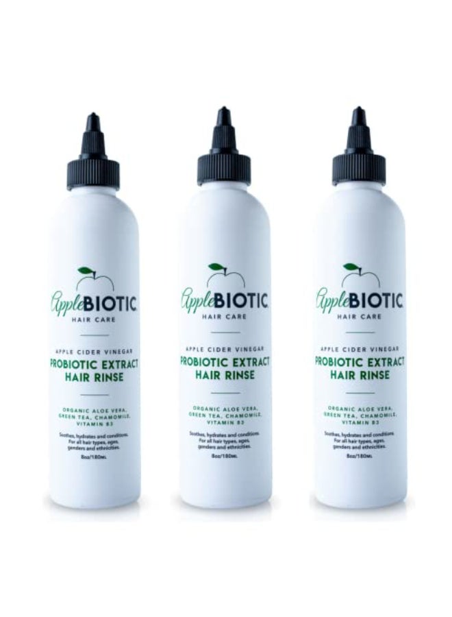 AppleBiotic Apple Cider Vinegar Hair Rinse 3PK Scalp Cleanser Scalp Buildup Remover Organic Aloe Vera Probiotic Extract Green Tea Sulfate Free Color Safe Removes Product Buildup Boosts Softness Shine - Image 1