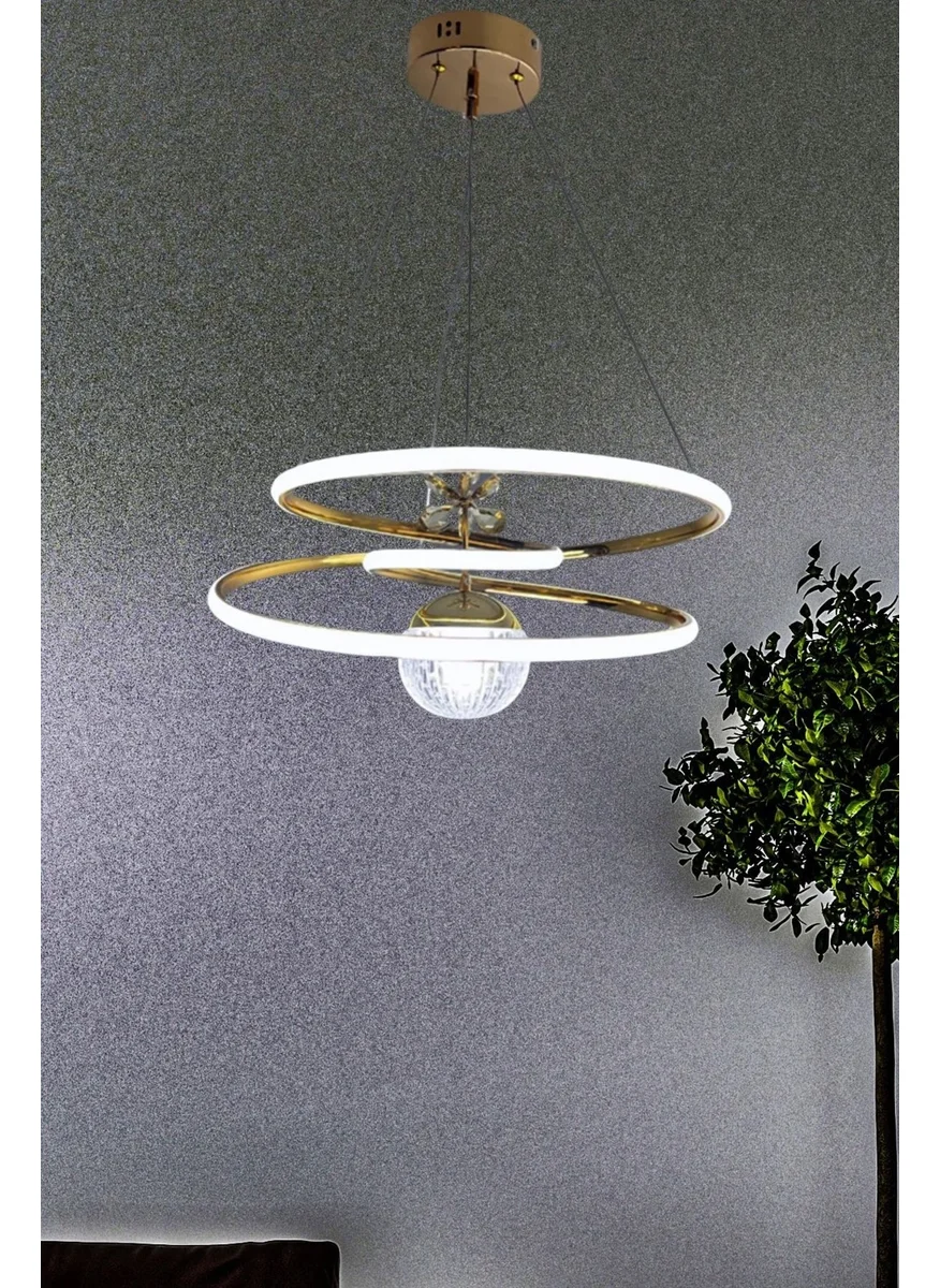 Kitchen Life 3 Color Feature Adjustable Size Gold Plated Remote Control-Free Circle LED Chandelier