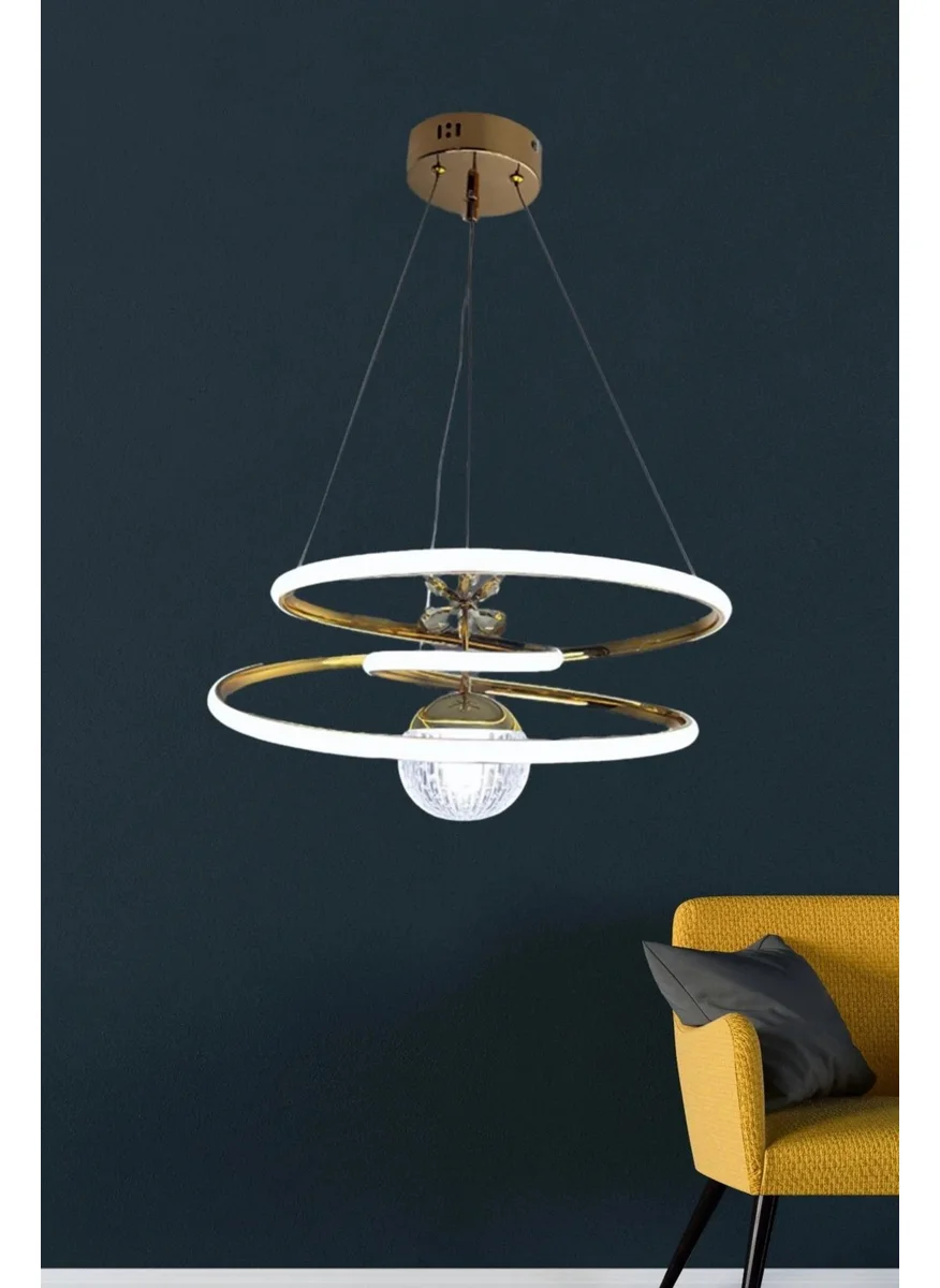 Kitchen Life 3 Color Feature Adjustable Size Gold Plated Remote Control-Free Circle LED Chandelier