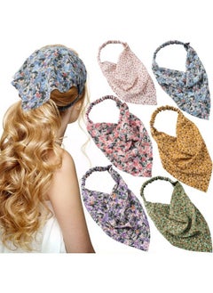ANCIRS 6 Pack Bandana Headbands For Women Floral Bandana Hair Scarf Headbands For Girls Double Layer Chiffon Print Hair Band For Women  - Image 2