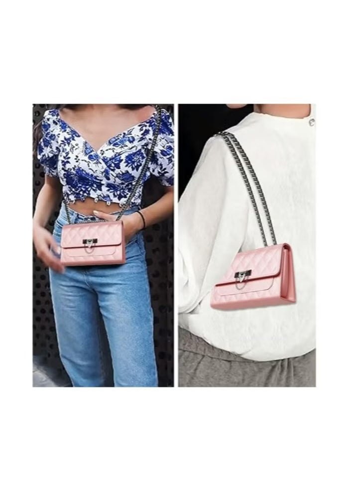 Arabest Small Purses and Handbags for Women, Quilted Shoulder Bags Faux Leather Crossbody Bags for Women with Metal Strap  - Image 5