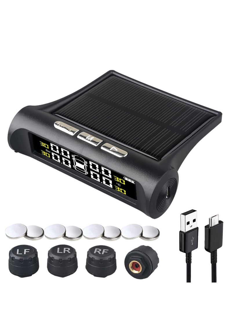 Y&D SYOSI Tire Pressure Monitoring System TPMS, 4 Sensor TPMS for Truck Rv Trailer Car with 6 Alarm Modes and Solar Power / USB Charge Large Screen, Long Endurance Battery Life  - Image 1