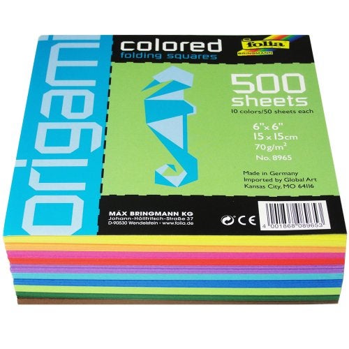 Global Art Folia 6-Inch by 6-Inch Origami Paper, 10 Colors, 500-Pack - Image 4