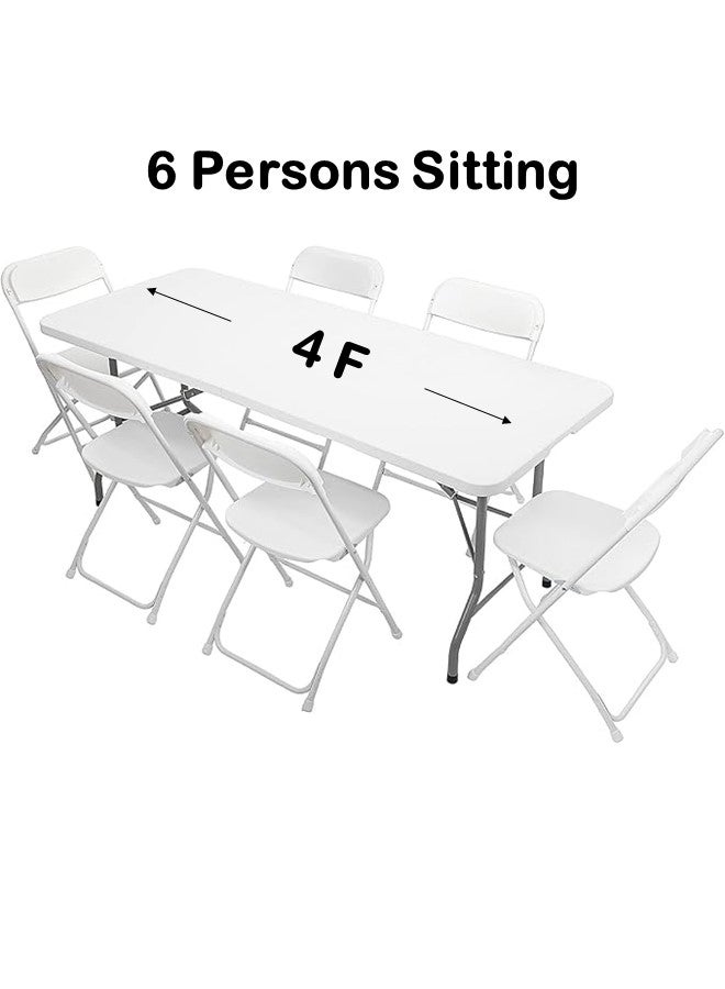 We Happy Heavy-Duty 122CM Fold-In-Half Portable Folding Table Waterproof Utility Table for Indoor & Outdoor Parties, Camping, BBQ, Catering & Garden Dining - Image 4