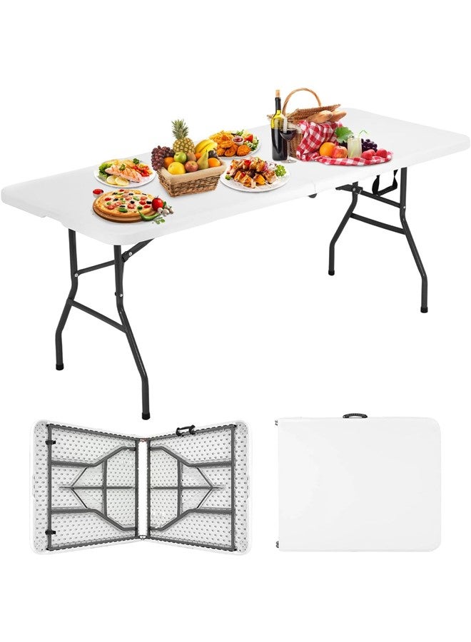 We Happy Heavy-Duty 122CM Fold-In-Half Portable Folding Table Waterproof Utility Table for Indoor & Outdoor Parties, Camping, BBQ, Catering & Garden Dining - Image 1