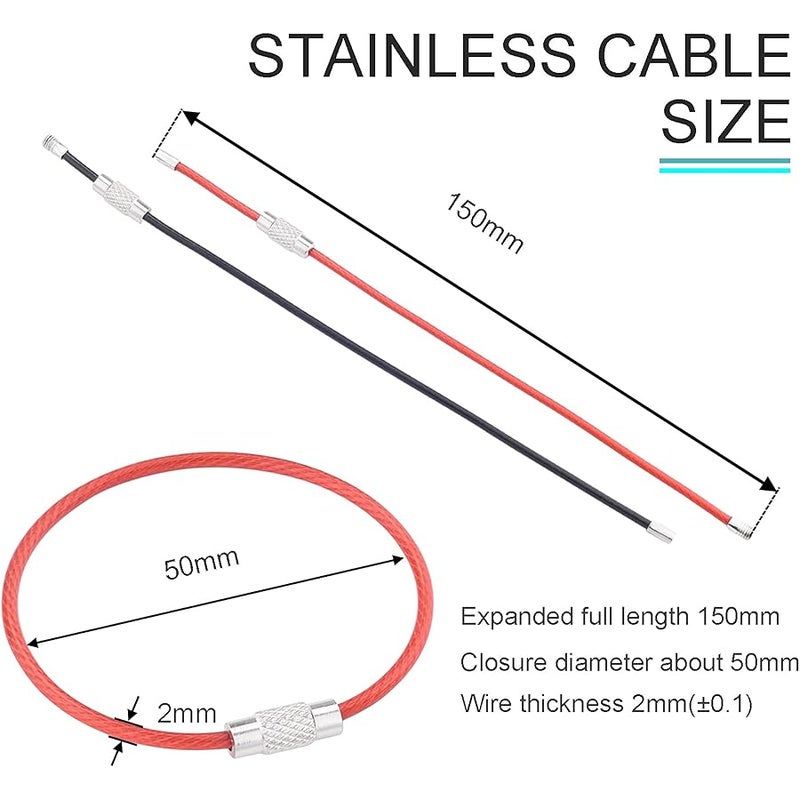 Stainless Steel Loops 2mm Coated Wire Keychain Cable Large Key Rings 6 inch Key Chain for Luggage Tags - Image 2