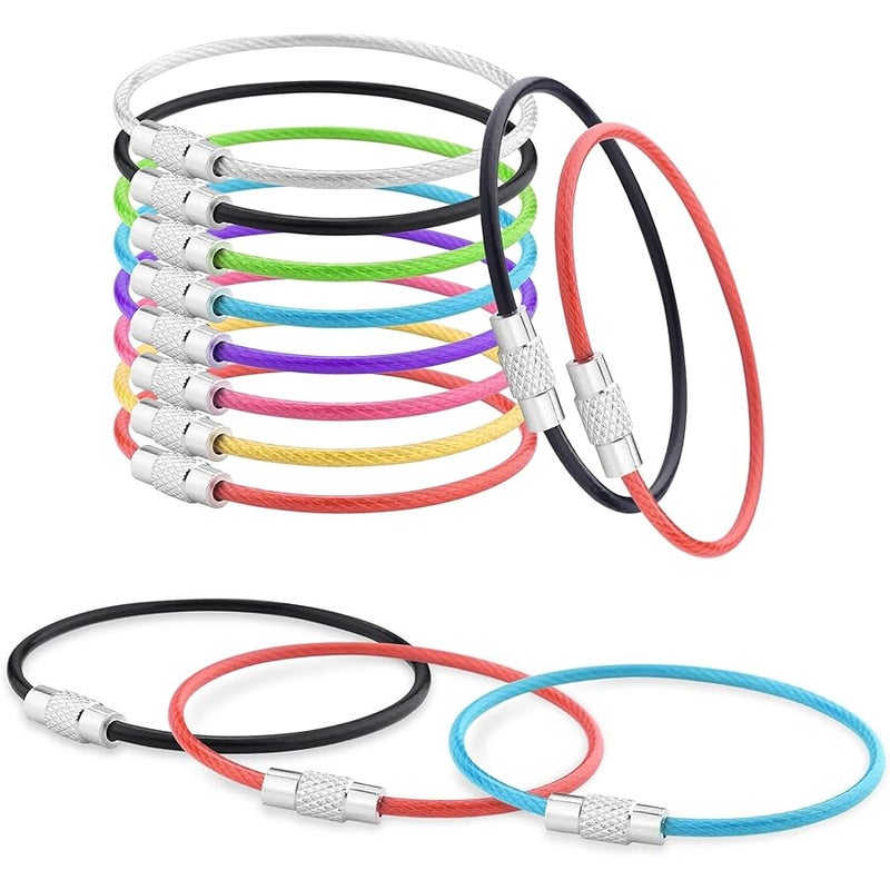 Stainless Steel Loops 2mm Coated Wire Keychain Cable Large Key Rings 6 inch Key Chain for Luggage Tags - Image 1