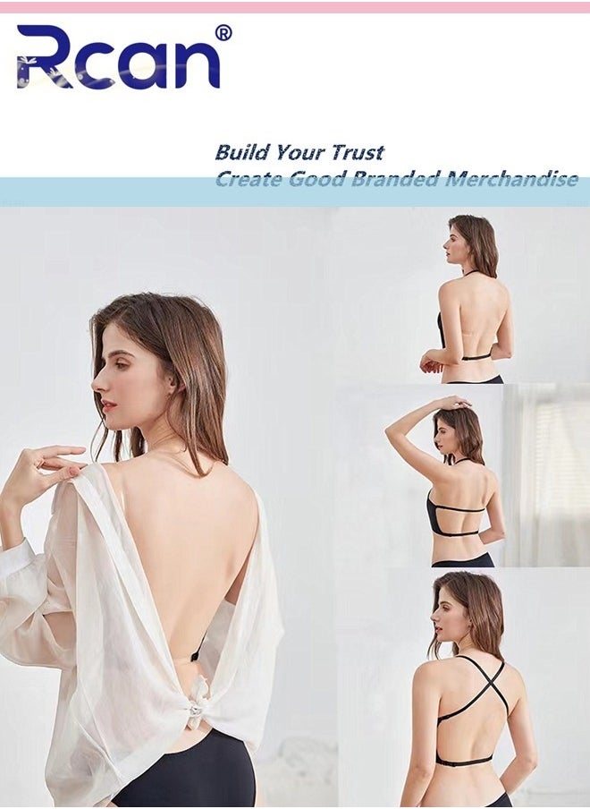 Rcan - Women's Smooth Deep U Shape Low Cut Bra Push Up Seamless Low Cut Backless Invisible Bra One Piece Soft Underwire Underwear Adjustable Multifunctional Lightweight Bra - Image 1