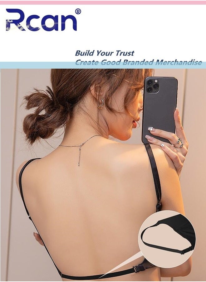Rcan - Women's Smooth Deep U Shape Low Cut Bra Push Up Seamless Low Cut Backless Invisible Bra One Piece Soft Underwire Underwear Adjustable Multifunctional Lightweight Bra - Image 1
