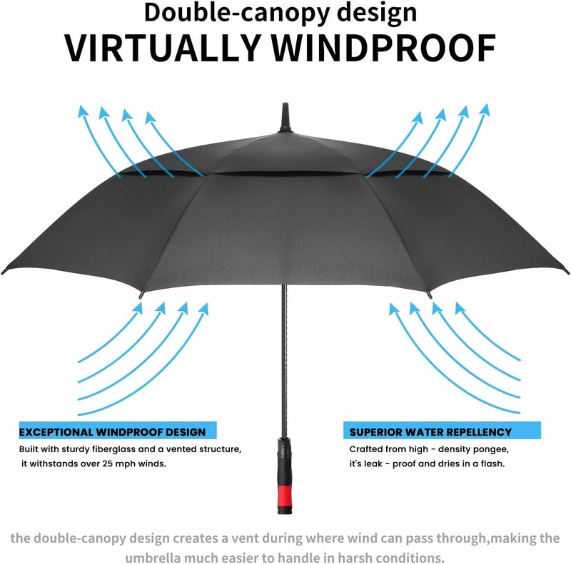 SIEPASA Golf Umbrella Large 62/68/72 Inch Automatic Open Golf Umbrella Extra Large Oversize Double Canopy Vented Umbrella Windproof Waterproof for Men and Women. - Image 2