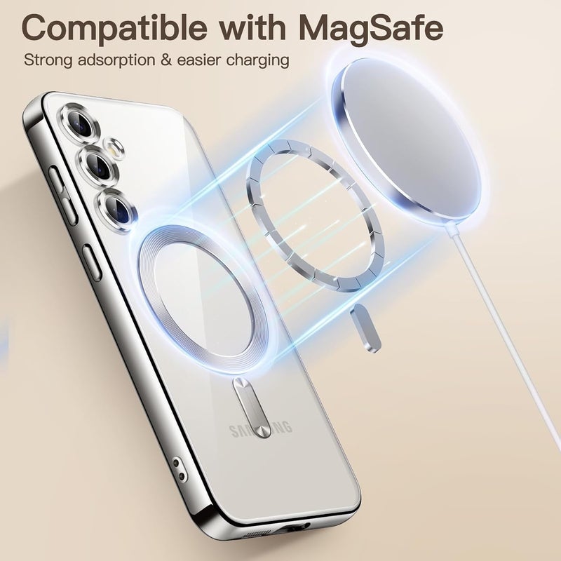 Grabist Phone Case For Samsung Galaxy A15 4G/5G, Clear case with camera lens protector Full protection, MagSafe compatible, scratch-resistant, anti-yellowing (Silver) - Image 3