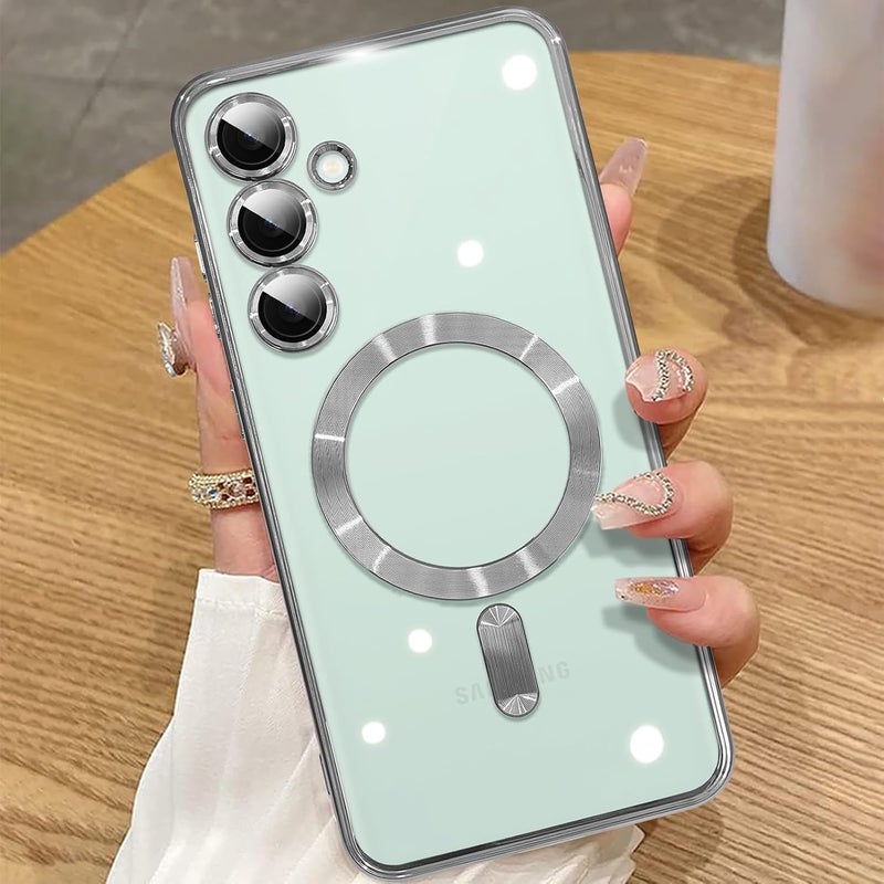Grabist Phone Case For Samsung Galaxy A15 4G/5G, Clear case with camera lens protector Full protection, MagSafe compatible, scratch-resistant, anti-yellowing (Silver) - Image 1