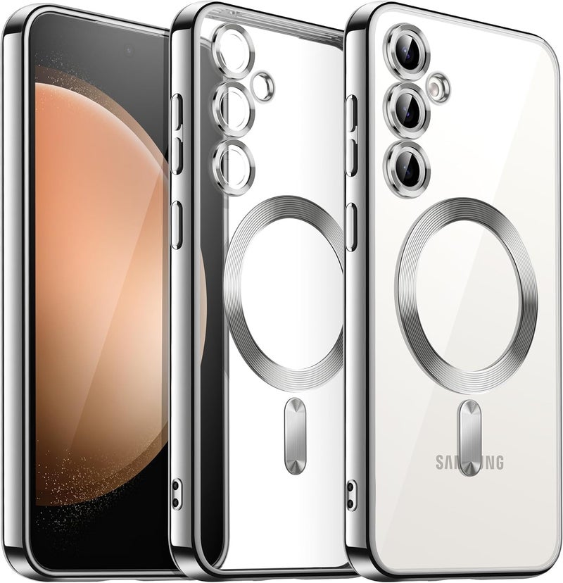 Grabist Phone Case For Samsung Galaxy A15 4G/5G, Clear case with camera lens protector Full protection, MagSafe compatible, scratch-resistant, anti-yellowing (Silver) - Image 2