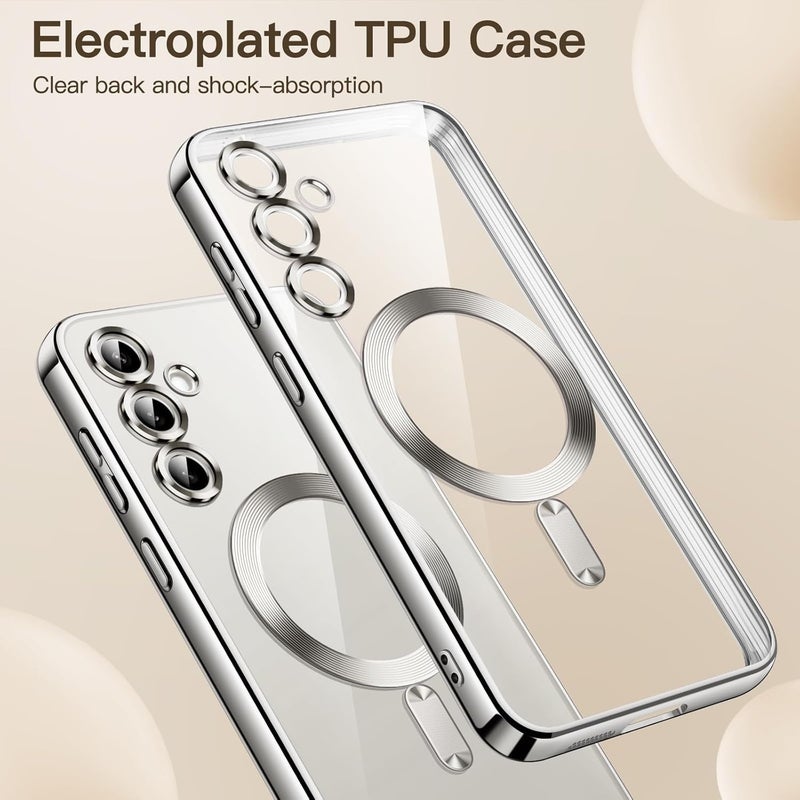 Grabist Phone Case For Samsung Galaxy A15 4G/5G, Clear case with camera lens protector Full protection, MagSafe compatible, scratch-resistant, anti-yellowing (Silver) - Image 4