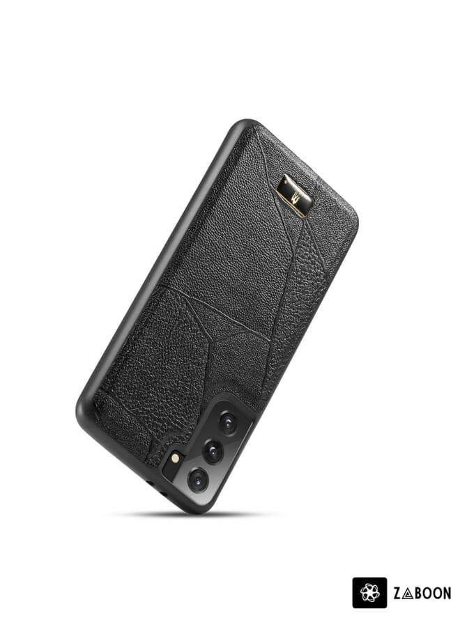 Zaboon Protective Case For Samsung Galaxy S21 5G Fierre Shann Leather Texture Phone Back Cover Case - Image 2