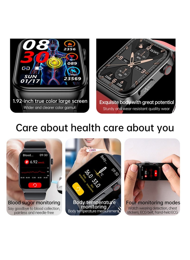 AROAQ Smart Watch, Fitness Tracker With Heart Rate Monitor, Black Leather ECG Multifunctional Smart Watch, Waterproof Activity Tracker For Android And Ios Phones - Image 3