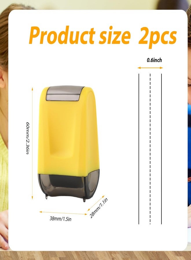 PEUTIER 2pcs Dashed Handwriting Lines Practice Roller Stamps Self Inking Dotted Line Rolling Stamp Teacher Stamps for Students Kids Classroom Office Home Handwriting Practice (Yellow, Blue) - Image 2