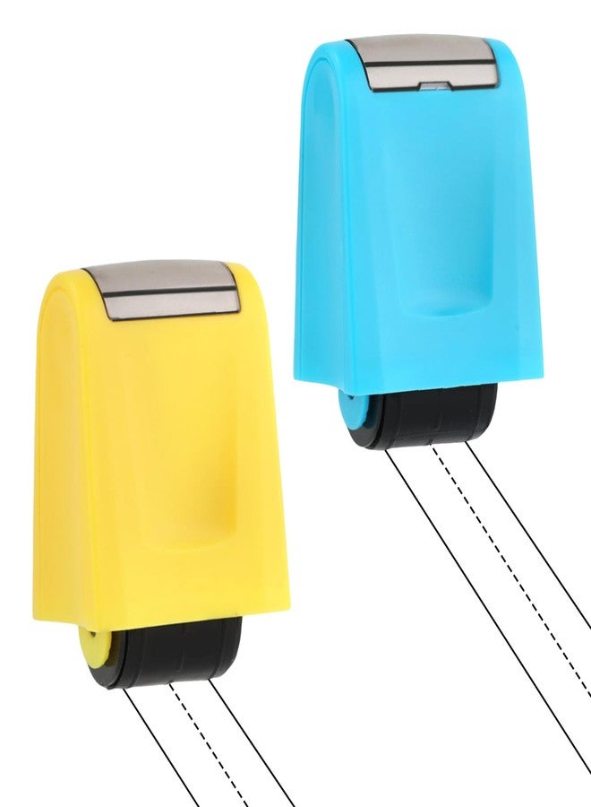 PEUTIER 2pcs Dashed Handwriting Lines Practice Roller Stamps Self Inking Dotted Line Rolling Stamp Teacher Stamps for Students Kids Classroom Office Home Handwriting Practice (Yellow, Blue) - Image 1