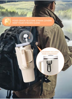 LEOKOR 40oz Water Bottle Carrier Bag, Shockproof Scratchproof Tumbler Sleeve, Insulated Cup Sleeve, Water Bottle Holder with Pouch and Adjustable Strap White  - Image 5