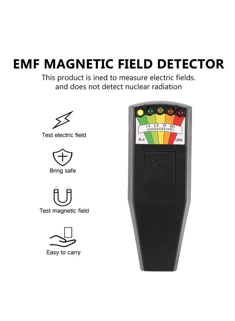 EMF Meter, 5 LED Magnetic Field Detector, K2 Digital Ghost Detecto, Handheld EMF Meter for Office, Home, Ghost Hunting, 50Hz-20,000Hz, Black - Image 2