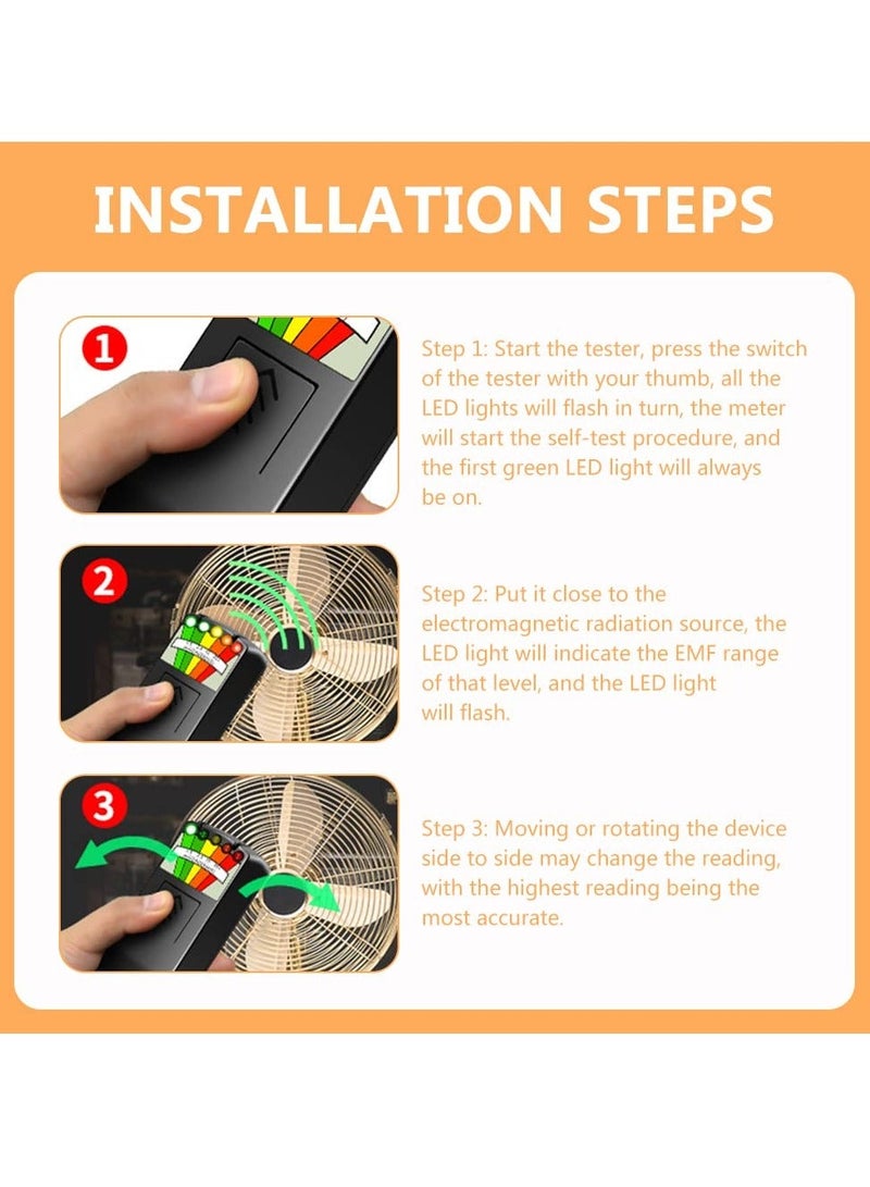 EMF Meter, 5 LED Magnetic Field Detector, K2 Digital Ghost Detecto, Handheld EMF Meter for Office, Home, Ghost Hunting, 50Hz-20,000Hz, Black - Image 5