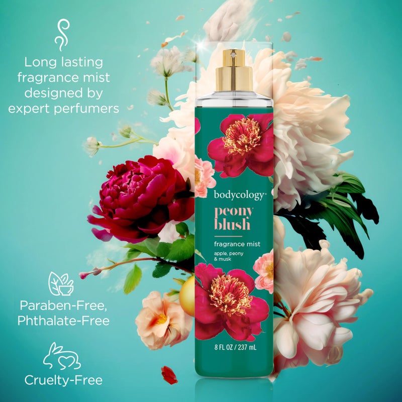 Bodycology باديكولوجي رذاذ الجسم المعطر طويل الأمد، بلش الفاوانيا، 8 أونصة سائلة - Image 4