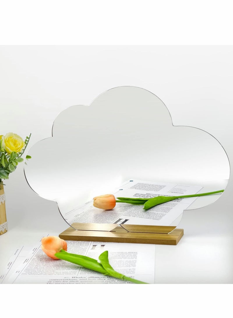 Excefore Irregular Mirror Decorative Desk Tabletop Acrylic Mirror With Wooden Wall-Mount Frameless Makeup Mirror Odd Shaped Mirror For Living Room Bedroom Entryway Bathroom Home Decor - Image 1