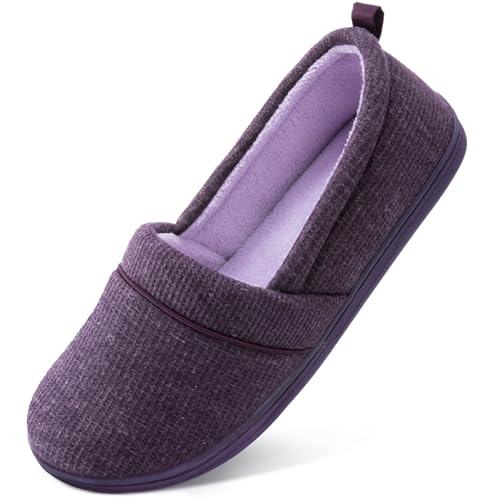 HomeTop Women's Lightweight Waffle Slippers with Memory Foam Indoor House Shoes Cloudy Lilac,8 US - Image 1