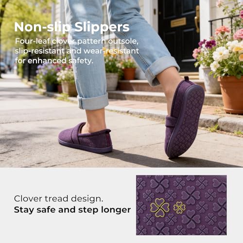 HomeTop Women's Lightweight Waffle Slippers with Memory Foam Indoor House Shoes Cloudy Lilac,8 US - Image 4