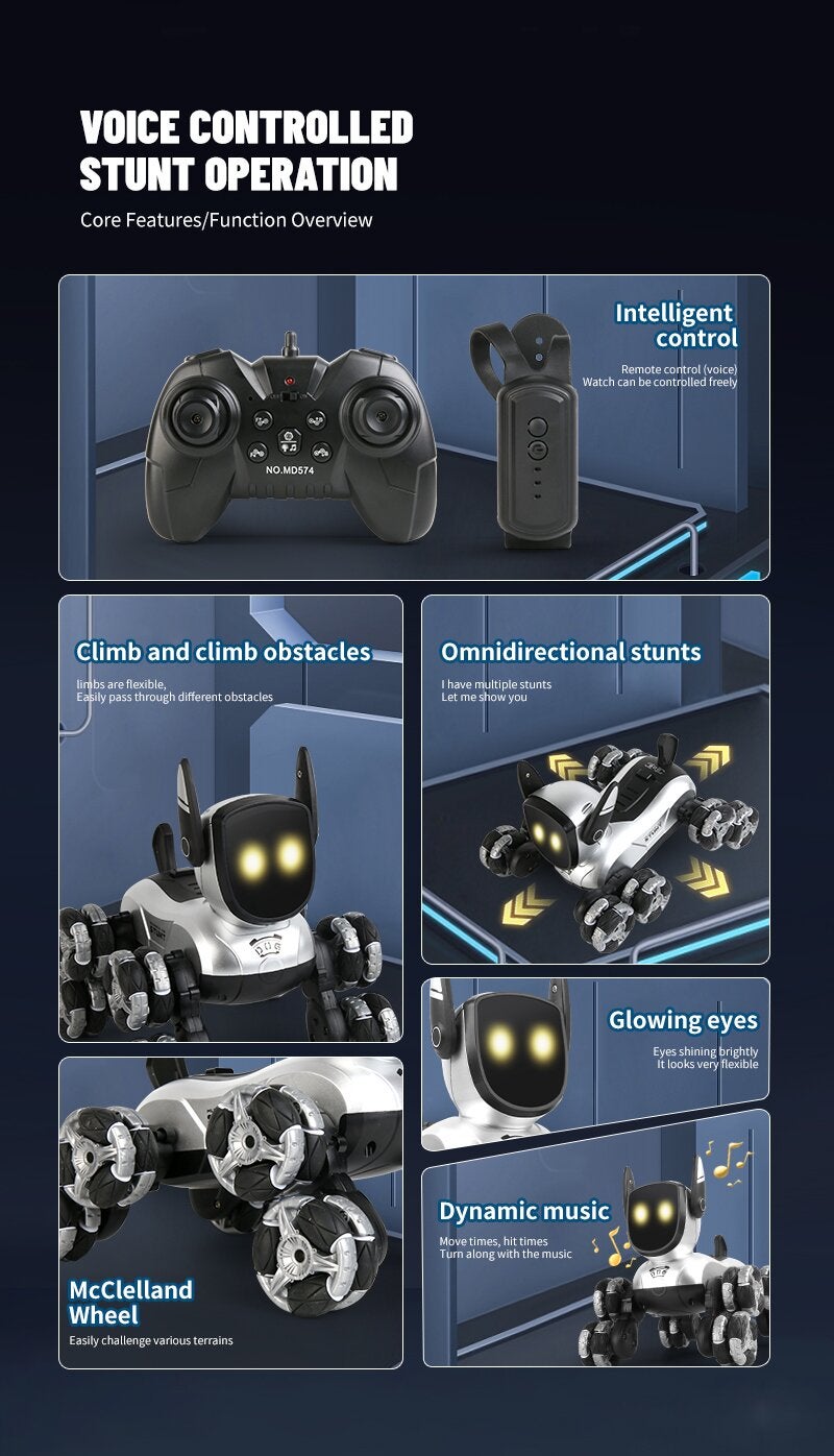 All-terrain rc stunt dog robot dual control gestures and remote control - Image 2