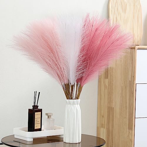Wertuirk 30pcs Faux Pampas Grass - 24 Inch Pink Pampas Grass Home Decor, Artificial Colored Pompas Grass for Room Decor, Flower Arrangement, Wedding Centerpieces and Baby Shower Decorations - Image 1