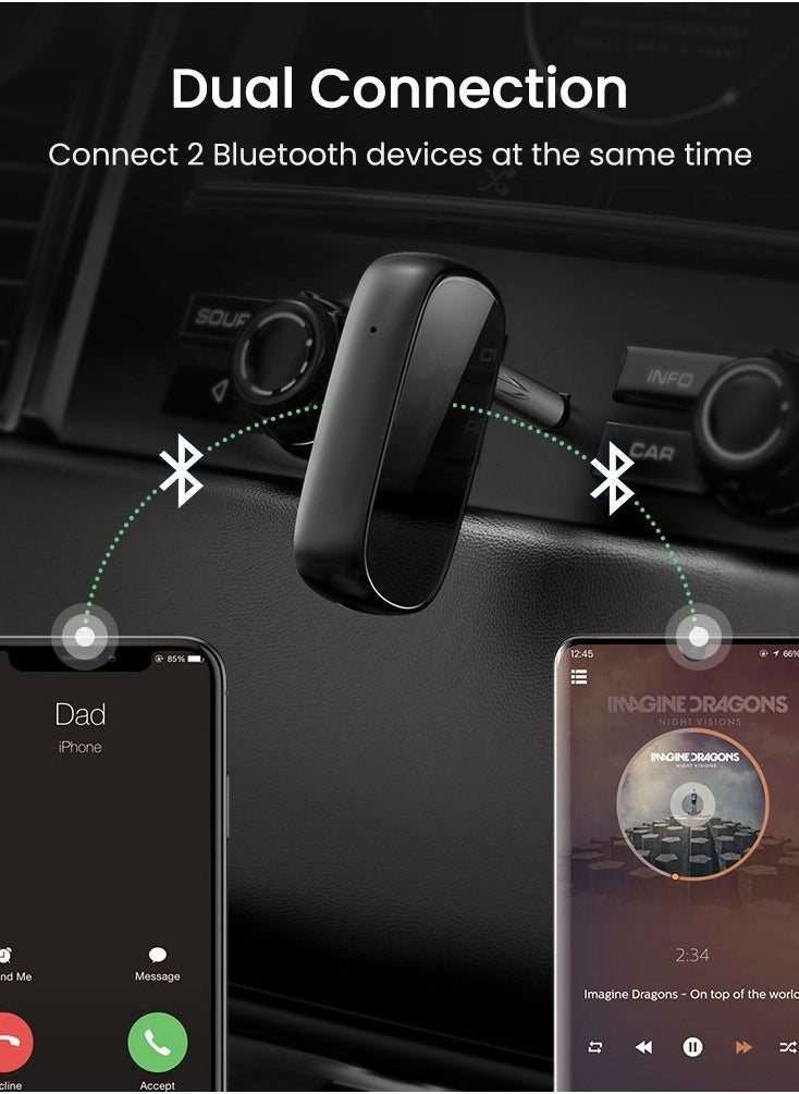 Bluetooth Adapter 5.0 Audio Receiver for Wireless Music Stream System and Mobile Phones New with Hand-free Call/aptX LL/10H Play Time/Auto-Repair for Car Speaker/Headphone