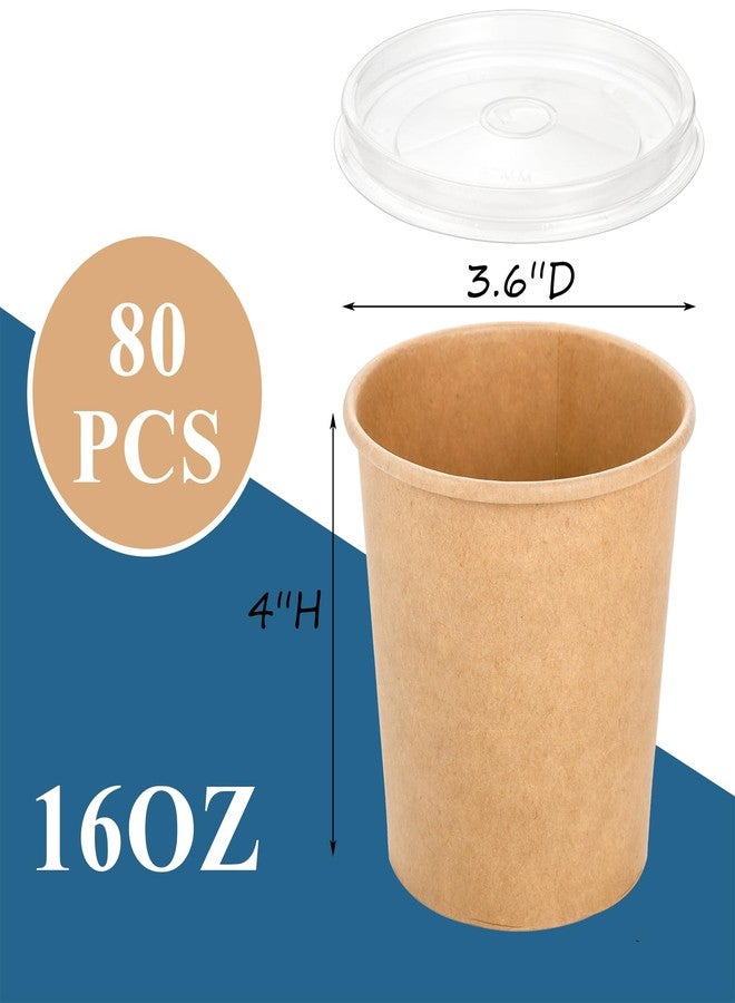 Lyellfe 80 Pack Paper Soup Containers with Lids, 16 Oz Disposable Kraft Paper Food Cups, To Go Take Out Cups for Hot Cold Drinks, Christmas Party - Image 2