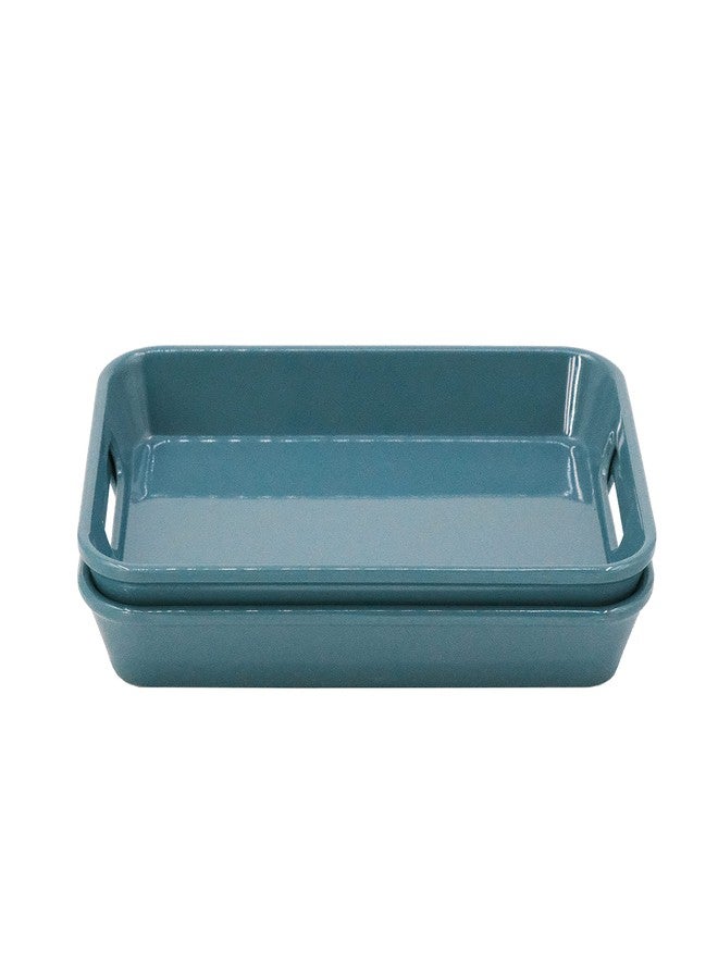 Melamine Trays with Cutout Handles - Set of 2 (8.5" x 6"), Multiple Color Option (Green)