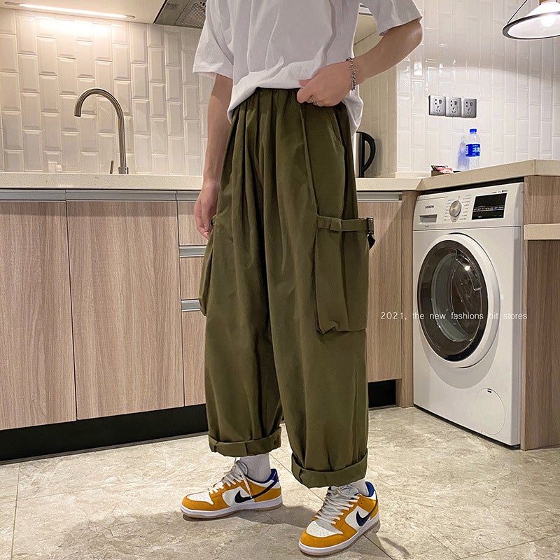 Casual Wide-Leg Trousers Army Green  - Image 1