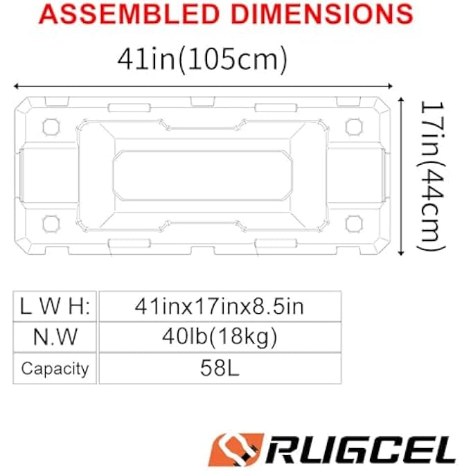 rayihni RUGCEL 58L overland cases Car camping equipment box Roof equipment box Car luggage Dry,land storage,off-road storage,90 Quart,waterproof (58L Case) - Image 3
