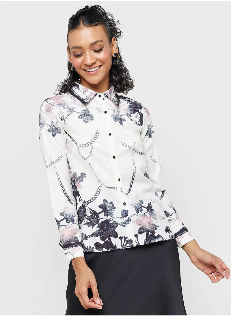 ELLA Printed Button Down Shirt