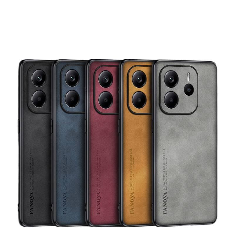 غطاء واقي بملمس جلد لـ Redmi Note 14 مع حماية من السقوط ومقاومة بصمات الأصابع مع مقاوم للصدمات مع أسلوب تجاري مع مقاوم للخدش باللون أحمر للعمل والمكتب باللون الأحمر - Image 1