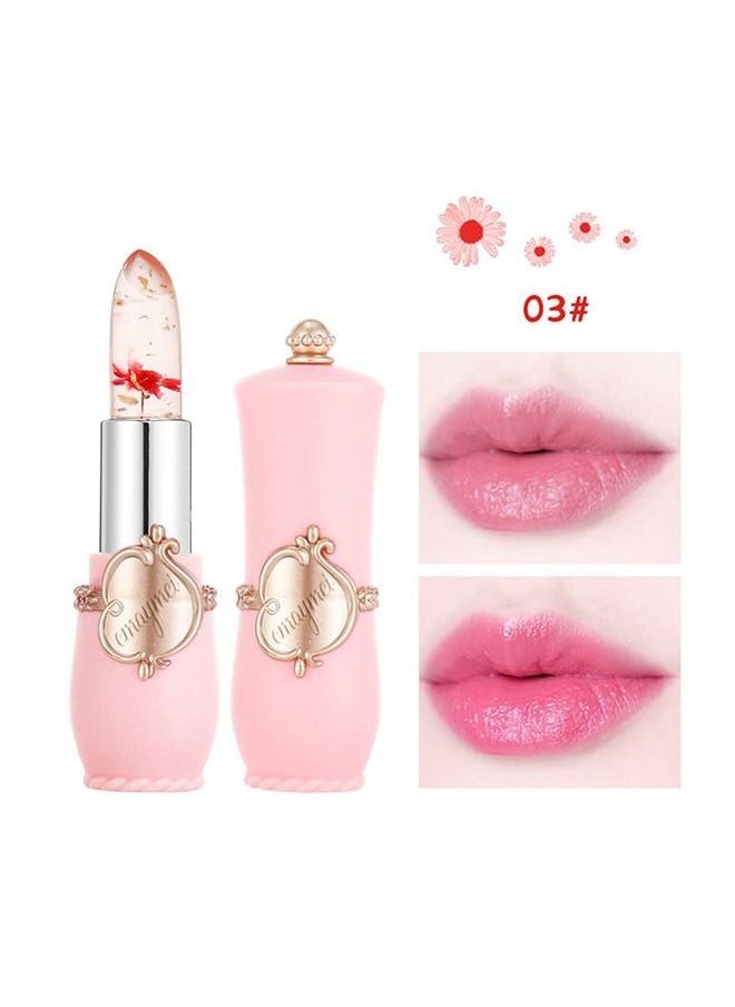 emaymei Jelly Clear Crystal Flower Magic Lipstick，Long Lasting Nutritious Lip Balm Lips Moisturizer Temperature Color Change Lipgloss 03  - Image 1