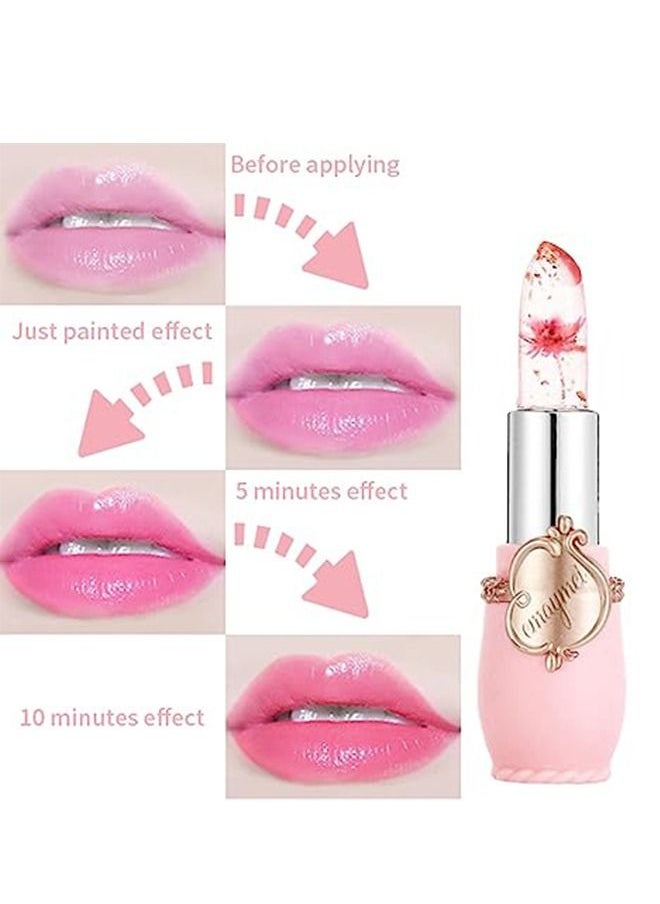 emaymei Jelly Clear Crystal Flower Magic Lipstick，Long Lasting Nutritious Lip Balm Lips Moisturizer Temperature Color Change Lipgloss 03  - Image 4