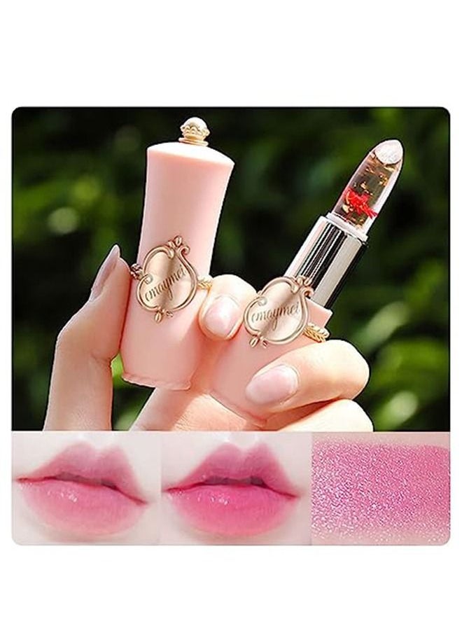 emaymei Jelly Clear Crystal Flower Magic Lipstick，Long Lasting Nutritious Lip Balm Lips Moisturizer Temperature Color Change Lipgloss 03  - Image 2